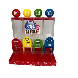 M&M's World Red Candy Dispenser 4 Tube Red Yellow Green Blue